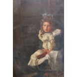 EILEEN MURRAY 1885-1962 Seated Young Girl Wearing a pinafore holding a skipping rope on her knees