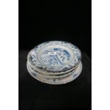 A COLLECTION OF BLUE AND WHITE CHINA PLAQUES,