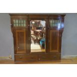 A VERY FINE EDWARDIAN MAHOGANY AND SATINWOOD INLAID WARDROBE,