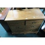 A PITCH PINE CHEST, of two short and two long drawers on bracket feet.