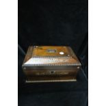 A ROSEWOOD AND MOTHER OF PEARL INLAID DRESSING TABLE BOX,