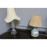 A CUT GLASS TABLE LAMP,