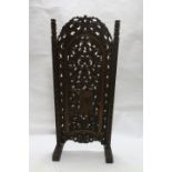 A FINE CARVED HARDWOOD THREE FOLD SCREEN,