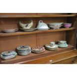 A MISCELLANEOUS COLLECTION OF PORCELAIN, including painted ironstone china side and entree plates,
