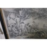 G MORLAND Hunting Scenes Black and White Engravings A Pair 33cms x 40cms.