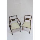 A SET OF EIGHT REGENCY STYLE DINING ROOM CHAIRS INCLUDING TWO CARVERS the spiralled rope twist top