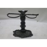 A GOOD COALBROOKEDALE STYLE CAST IRON STICK STAND, modelled as a begging Dog with whip in mouth,