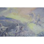 BERNARD MCDONAGH Mythological scene with figures and horses Signed lower right Watercolour 36cm x