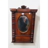 A MAHOGANY AND MARQUETRY INLAID PIER VIEW MIRROR,