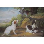 CONTINENTAL SCHOOL Birds and Dogs in a Landscape A Print 21cm X 23cm