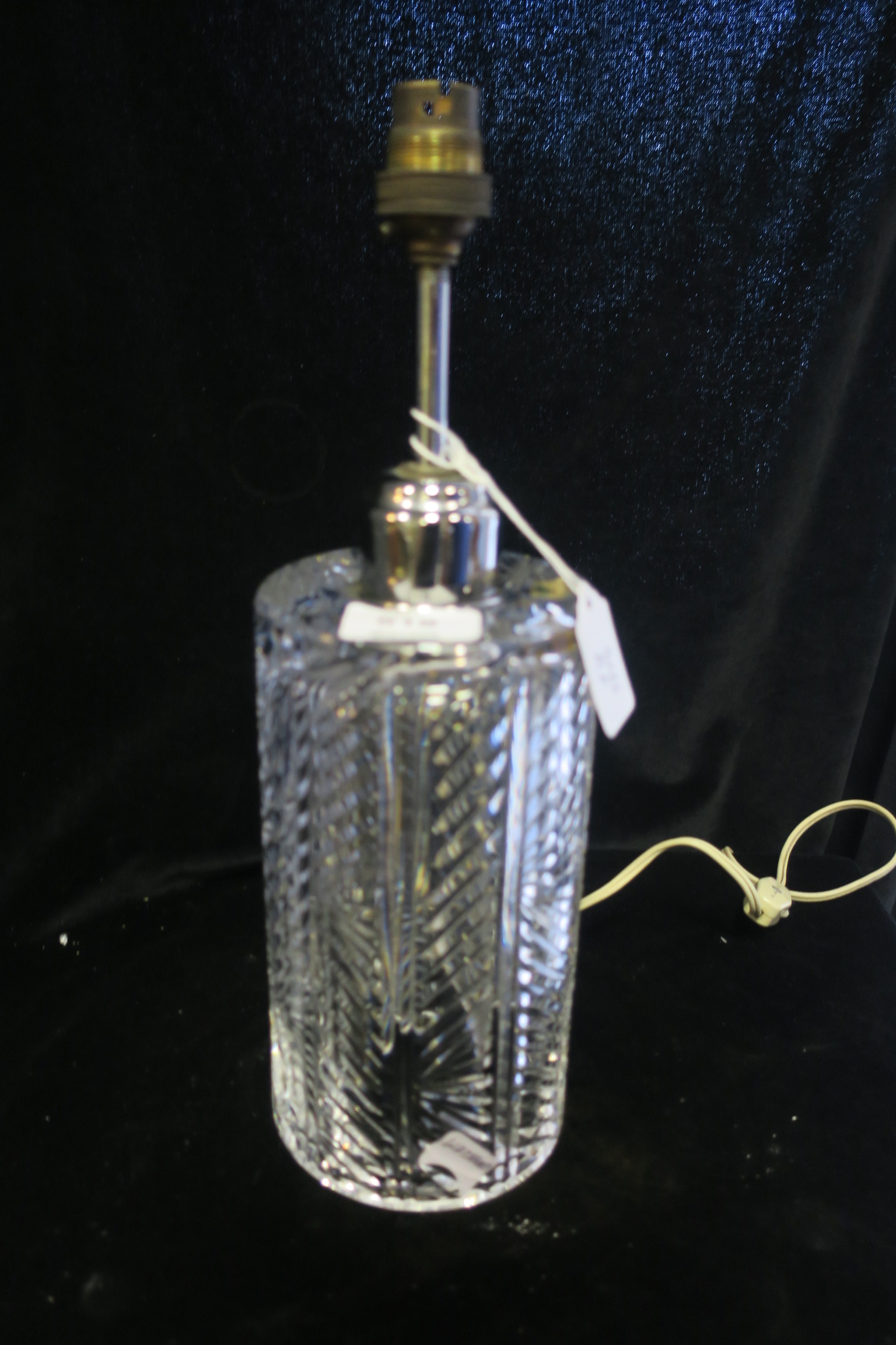 A WATERFORD CUT GLASS TABLE LAMP, 35cms high.