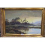 ENGLISH SCHOOL 20th CENTURY Lake Scene with Sunset,