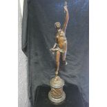 after GIAMBOLOGNA, 19th CENTURY A Bronze Figure of Fortuna On embossed pedestal 87cms high.