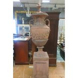 A PAIR LARGE TERRACOTTA VASE URNS,