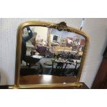 A VICTORIAN STYLE GILT FRAMED OVERMANTLE MIRROR,