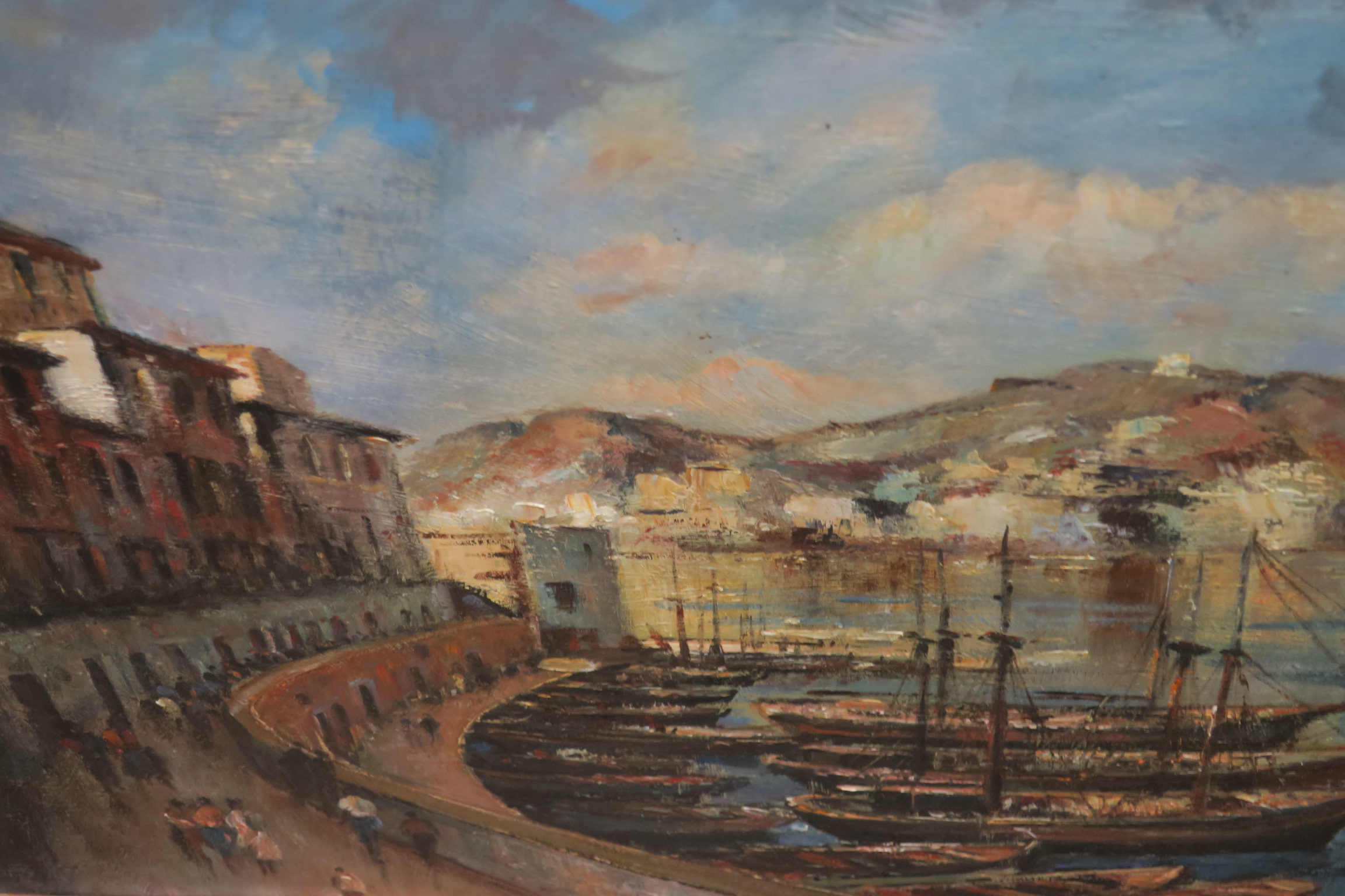 CONTINENTAL SCHOOL Harbour Scene with sailing boats Oil on canvas 50cm X 60cm