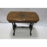 A 19th CENTURY BURR-WALNUT VENEERED FOLD OVER TOP GAMES TABLE,