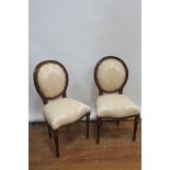 A SET OF SIX VICTORIAN STYLE BALLOON BACK DINING ROOM CHAIRS the moulded frames with upholstered