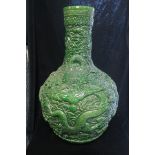 A FINE PAIR OF CHINESE GREEN GLAZED VASES,
