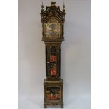 A CHINESE LACQUERED LONGCASE CLOCK,