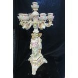 A VERY FINE PAIR OF CONTINENTAL PORCELAIN AND PAINTED SIX BRANCH CANDELABRAS,