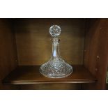 A WATERFORD CUT GLASS SHIP'S DECANTER.