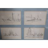 ALEXANDER WILLIAMS, RHA (1846-1930) On the Liffey 1892 Pen and Ink Drawings A Set of Four,