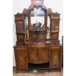 A FINE EDWARDIAN ROSEWOOD AND MARQUETRY SIDE CABINET,