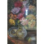 BLAITHIN Still Life Study, Flowers in a Vase Signed lower left Pastels 65cms x 55cms.