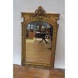 A GEORGIAN STYLE GILT FRAMED OVERMANTEL,