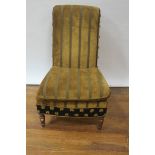 A MAHOGANY UPHOLSTERED SINGLE CHAIR,