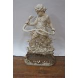 A WHITE PAINTED CAST IRON STICK STAND,