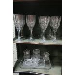 A MISCELLANEOUS COLLECTION OF GLASS, includin six Galway crystal wine glasses, cut glass vases,