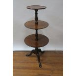 A VICTORIAN MAHOGANY THREE TIER DUMB WAITER,