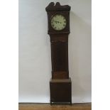 A MAHOGANY LONGCASE CLOCK, the swan neck pediment centred by a raised foliate,