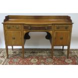 A 19TH CENTURY MAHOGANY BOWED FRONT SIDEBOARD,