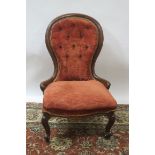 A VICTORIAN MAHOGANY LADIES CHAIR,