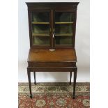 A 19th CENTURY MAHOGANY BUREAU BOOKCASE,