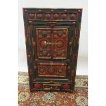 AN ORIENTAL PINE AND POLYCHROME SIDE CABINET,