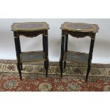 A PAIR OF CONTINENTAL STYLE TWO TIER SIDE TABLES,