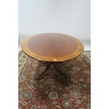 A REGENCY STYLE MAHOGANY CROSSBANDED TABLE,