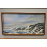 DENNIS O'BRIEN Rocky Coastal Landscape Signed verso "Wild Song" by Dennis O'Brien, Tinahely,