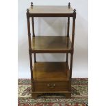 19TH CENTURY MAHOGANY WHAT-NOT the rectangular open shelves between turned supports the single