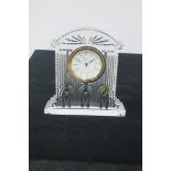 A WATERFORD CYRSTAL WESTMINSTER MANTLE CLOCK 20cm X 17cm