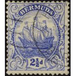 2_d blue with watermark inverted and reversed, used with light Hamilton machine cancel. SG 48y (£