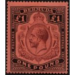 1917 (Dec.) printing of the £1 purple and black on red paper. SG 55 (£325)