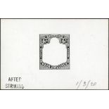 1920 4/- Die Proof of frame in black on glazed card 92 x 60mm, marked AFTER STRIKING and dated 1/3/