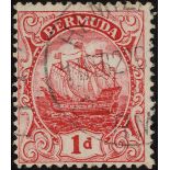 1d bright rose-red with watermark reversed, light machine cancel of 11 FEB 22. SG 46x (£850)