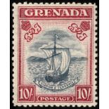 Grenada. 1943 10/- slate-blue and bright carmine perf 11¾, fine mint, 1950 BPA Certificate. SG