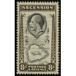 Ascension. 1934 8d black and sepia fine mint, R4/5 'teardrops' flaw. SG 27a (£500)